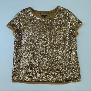 Talbots gold sequin top Womens Size 12 short sleeve Cocktail Party Fancy
